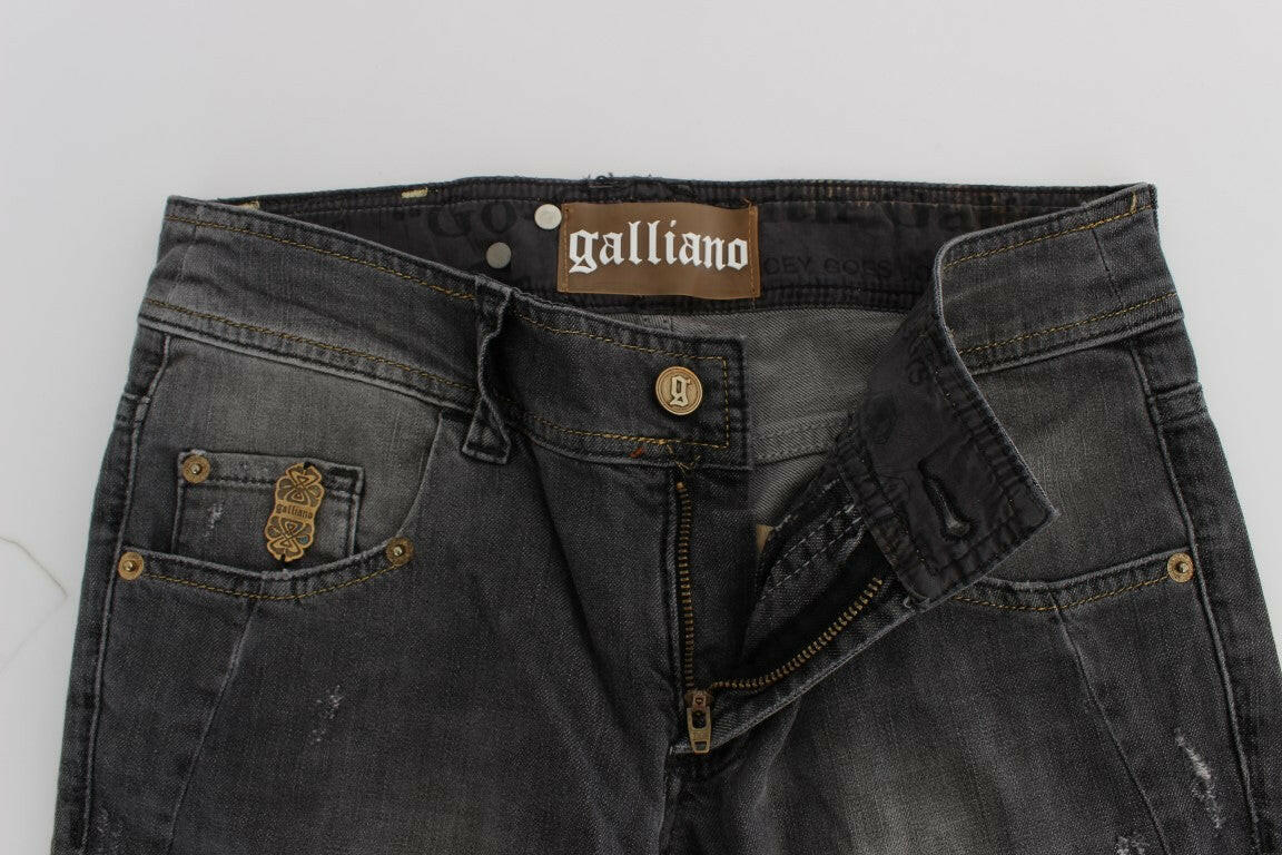 John Galliano Gray Wash Cotton Blend Slim Fit Stretch Jeans -   -  John Galliano.