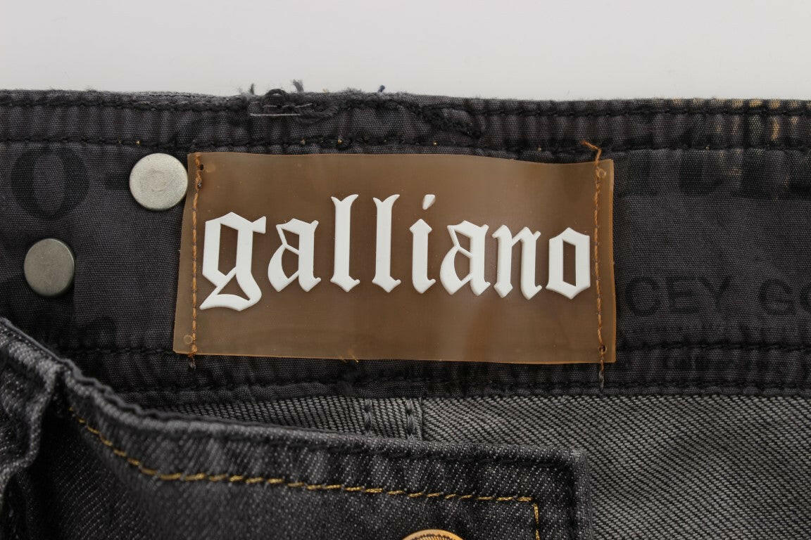 John Galliano Gray Wash Cotton Blend Slim Fit Stretch Jeans -   -  John Galliano.