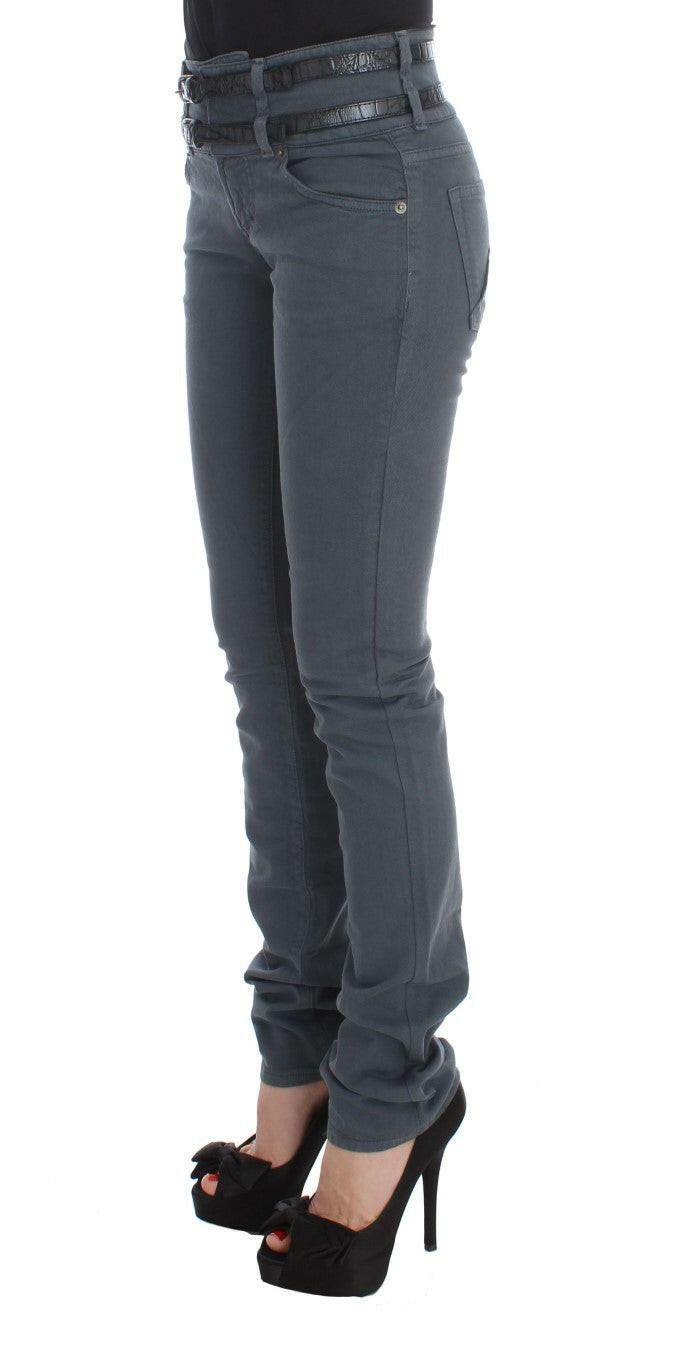 John Galliano Blue Cotton Blend Slim Fit High Waist Jeans -   -  John Galliano.