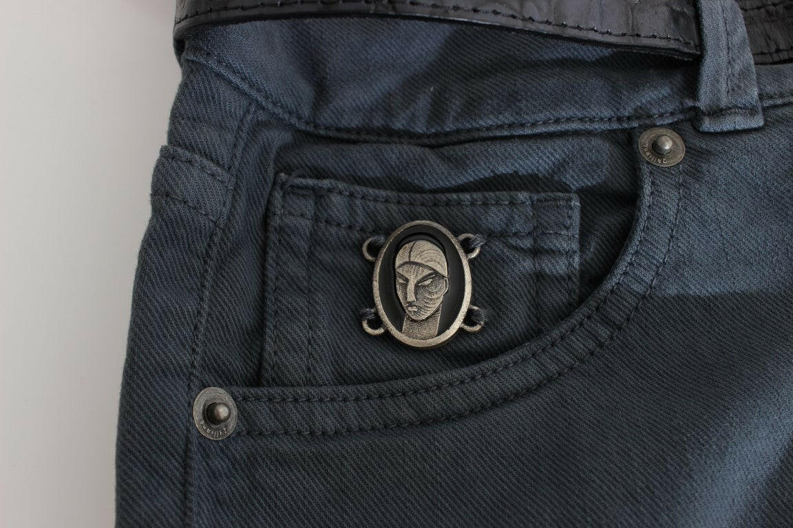 John Galliano Blue Cotton Blend Slim Fit High Waist Jeans -   -  John Galliano.