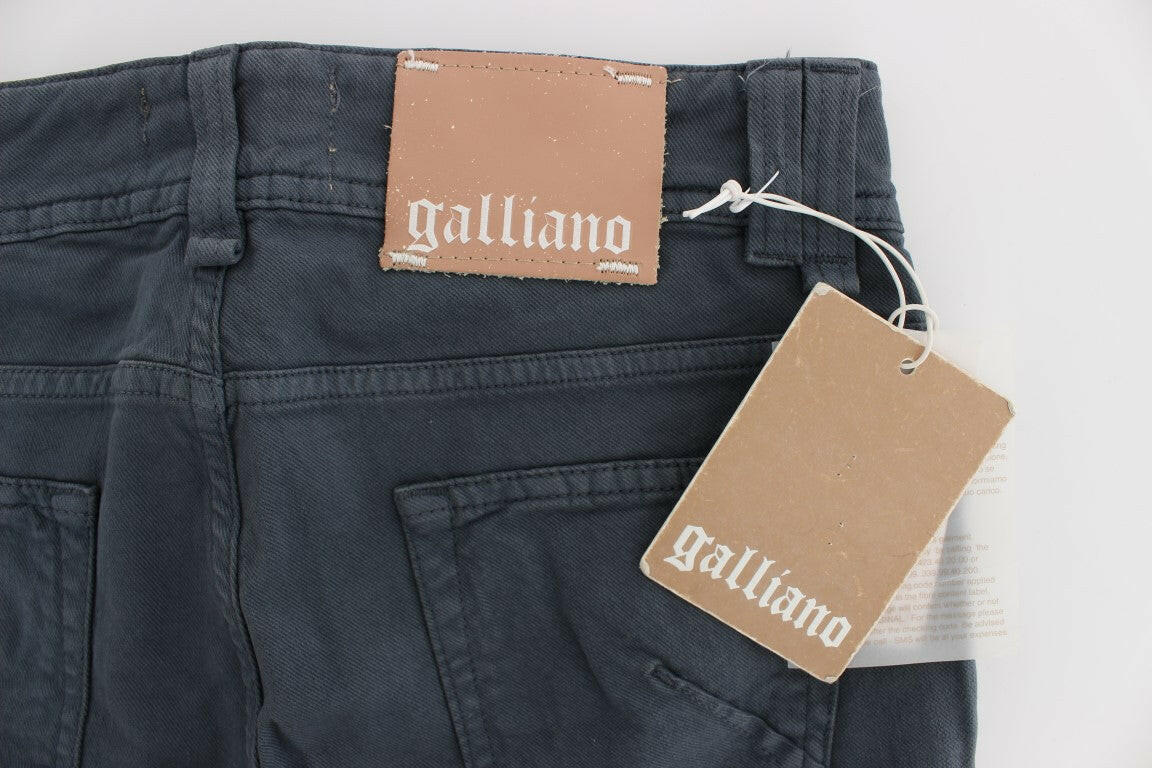 John Galliano Blue Cotton Blend Slim Fit Bootcut Jeans -   -  John Galliano.