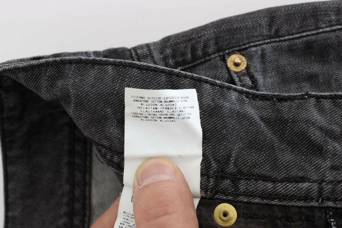 John Galliano Gray Wash Cotton Torn Straight Fit Jeans -   -  John Galliano.