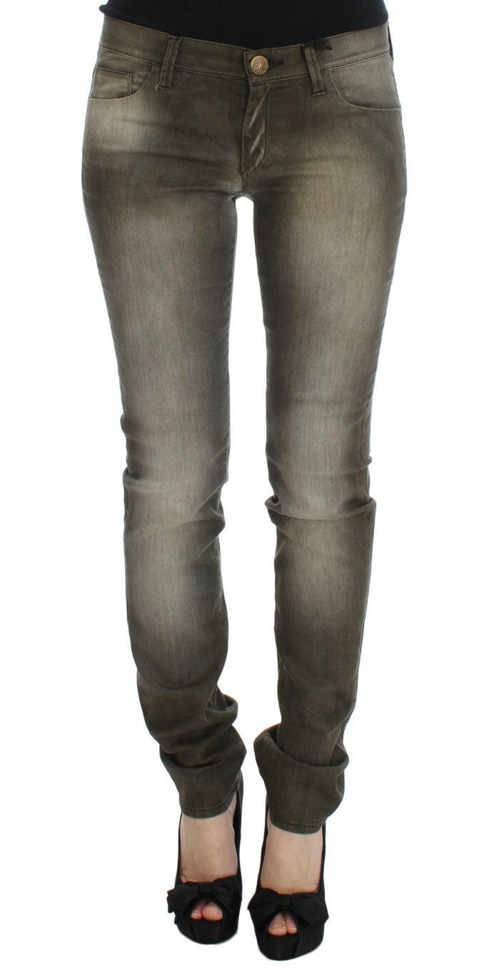 Ermanno Scervino Gray Wash Cotton Blend Slim Fit Jeans -   -  Ermanno Scervino.