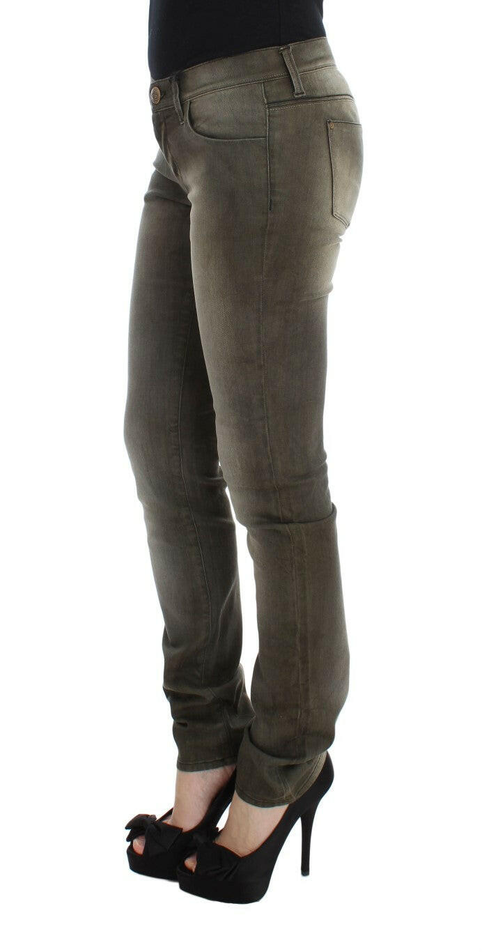 Ermanno Scervino Gray Wash Cotton Blend Slim Fit Jeans -   -  Ermanno Scervino.