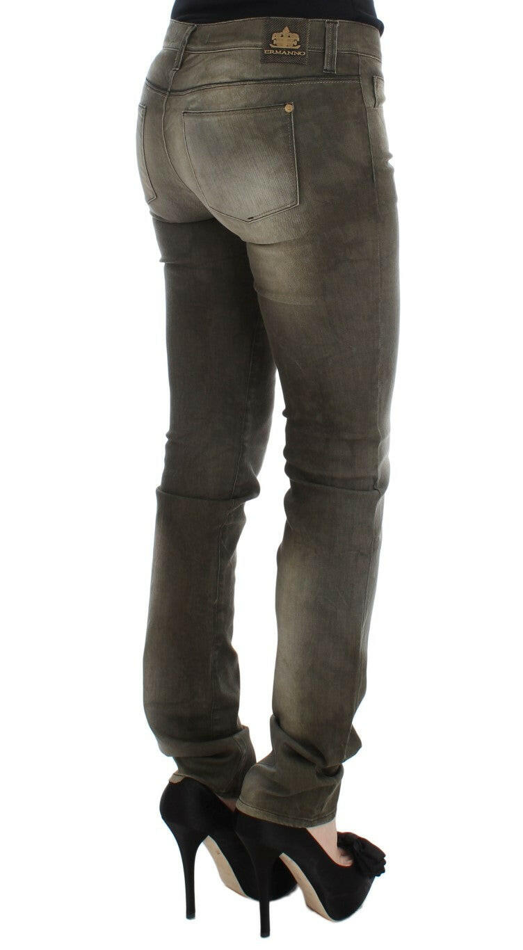 Ermanno Scervino Gray Wash Cotton Blend Slim Fit Jeans -   -  Ermanno Scervino.