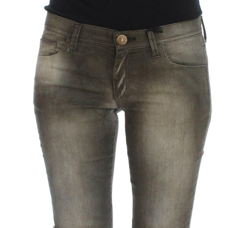 Ermanno Scervino Gray Wash Cotton Blend Slim Fit Jeans -   -  Ermanno Scervino.