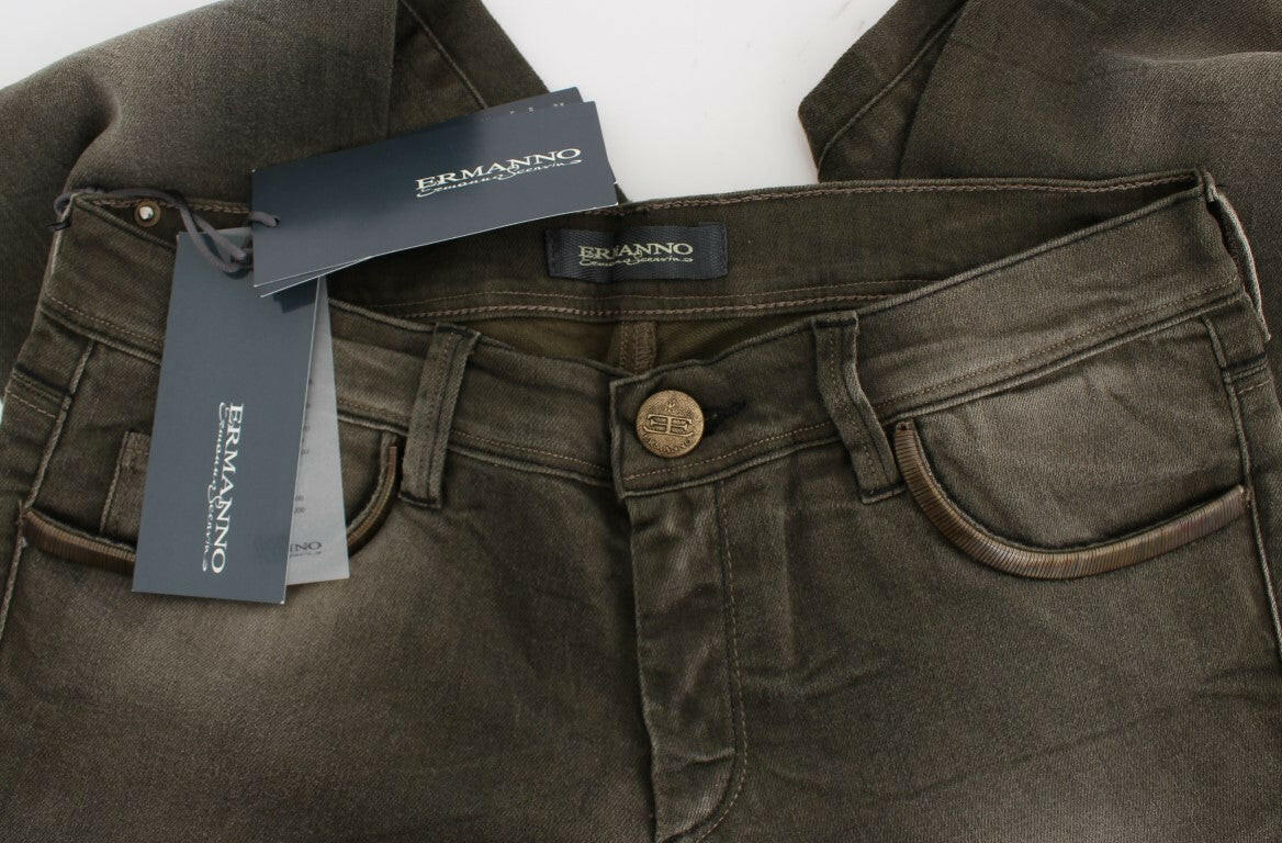 Ermanno Scervino Gray Wash Cotton Blend Slim Fit Jeans -   -  Ermanno Scervino.