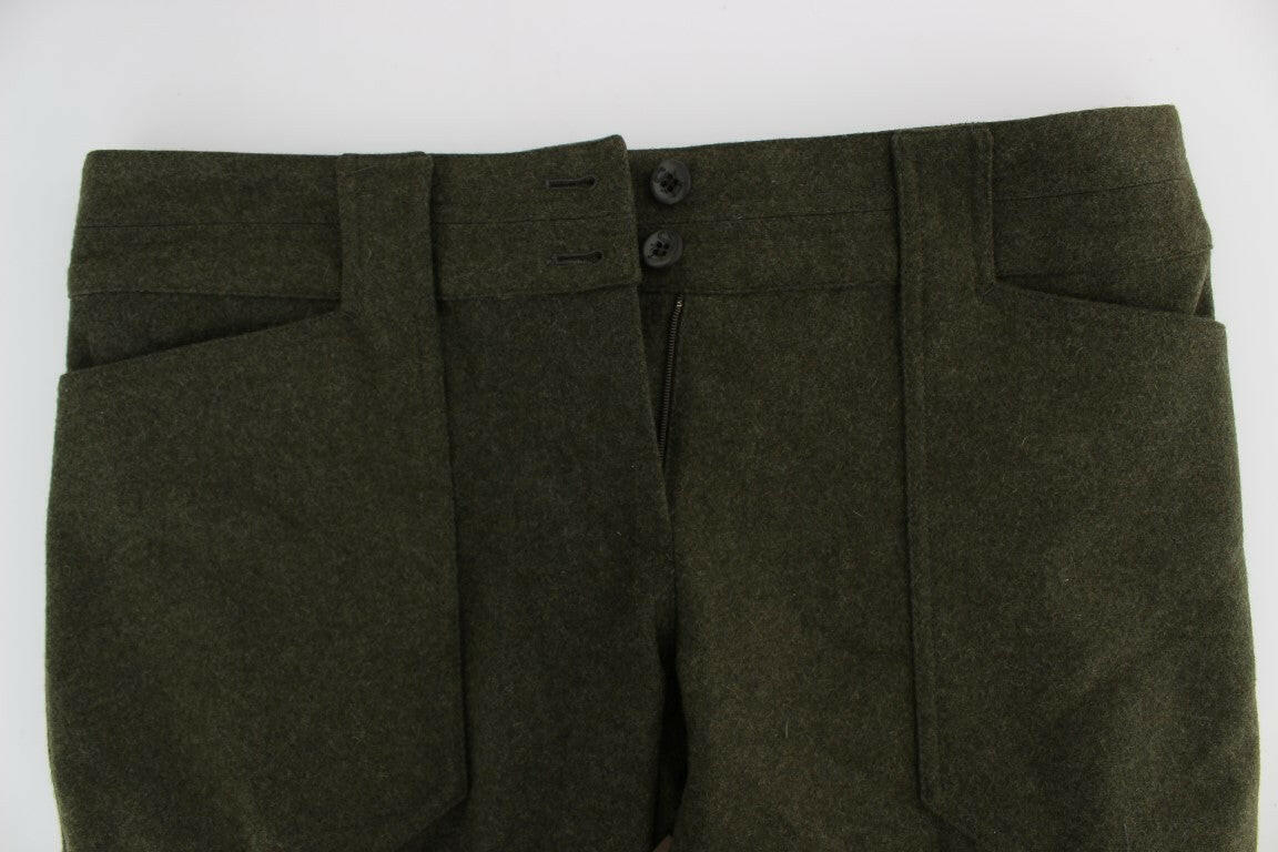 Ermanno Scervino Green Wool Blend Loose Fit Cargo Pants -   -  Ermanno Scervino.