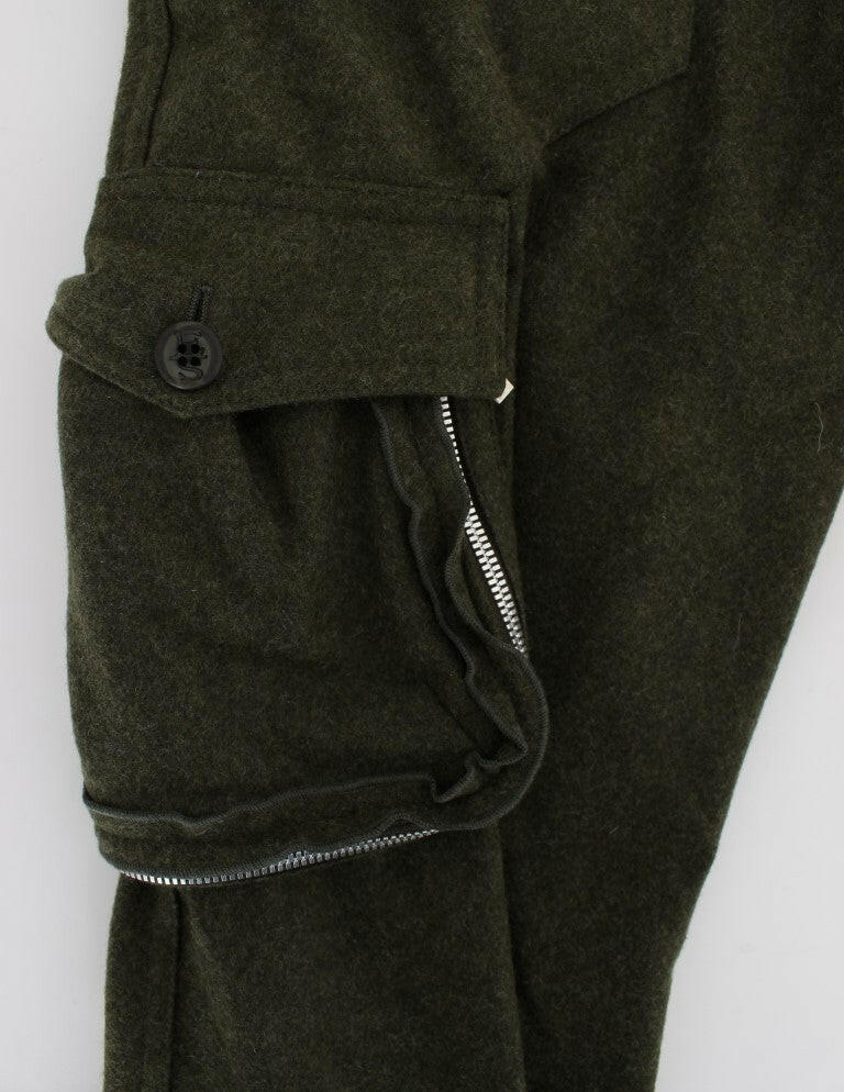 Ermanno Scervino Green Wool Blend Loose Fit Cargo Pants -   -  Ermanno Scervino.