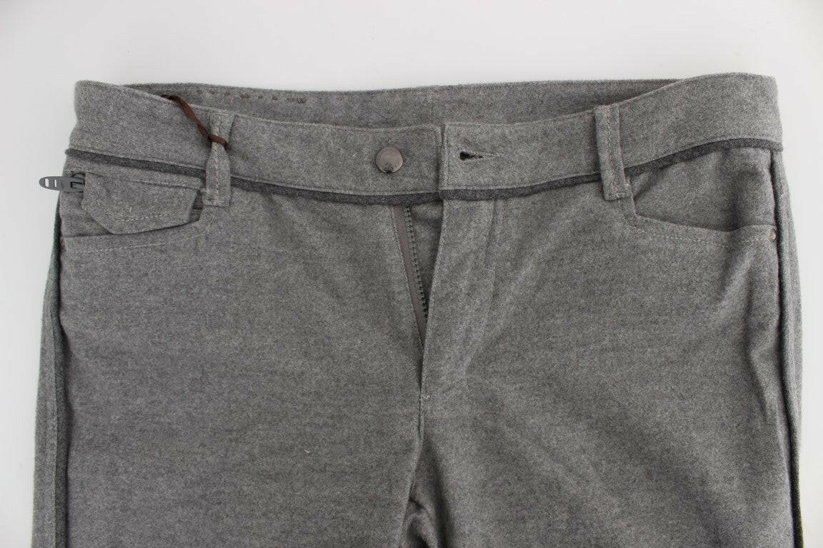 Ermanno Scervino Gray Cotton Straight Fit Casual Pants -   -  Ermanno Scervino.