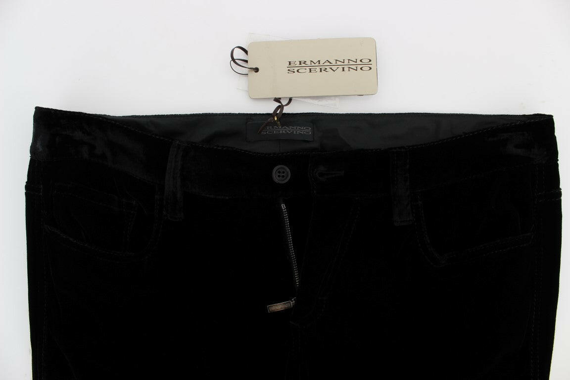 Ermanno Scervino Black Viscose Blend Velvet Slim Fit Pants -   -  Ermanno Scervino.