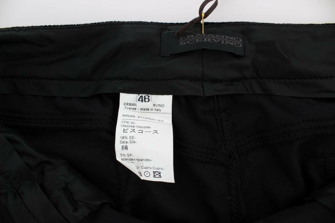 Ermanno Scervino Black Viscose Blend Velvet Slim Fit Pants -   -  Ermanno Scervino.
