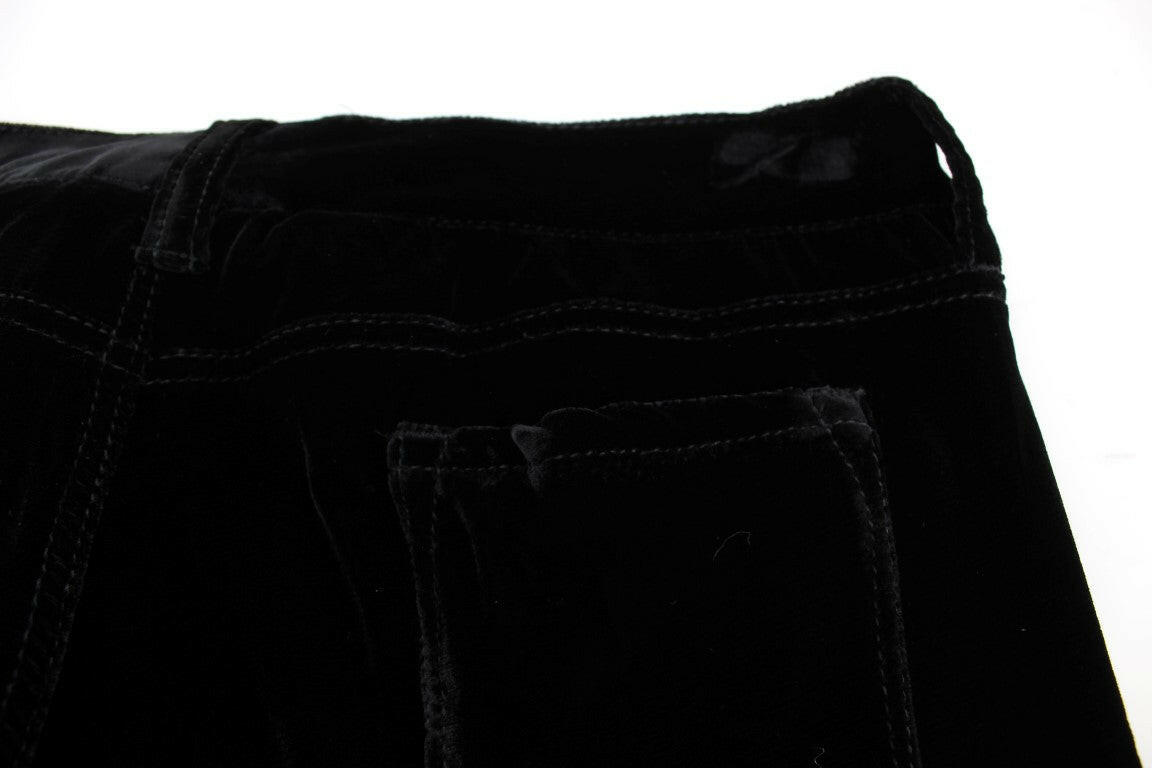 Ermanno Scervino Black Viscose Blend Velvet Slim Fit Pants -   -  Ermanno Scervino.