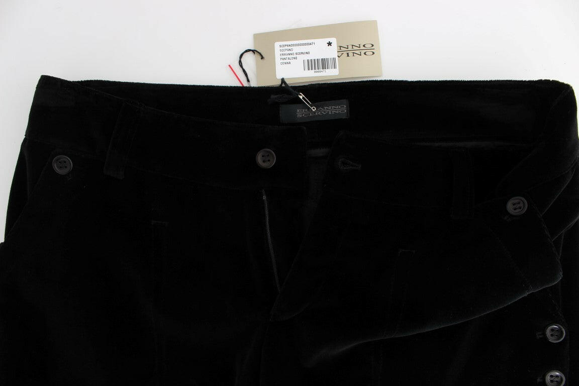 Ermanno Scervino Black Velvet Cotton Straight Legs Pants -   -  Ermanno Scervino.