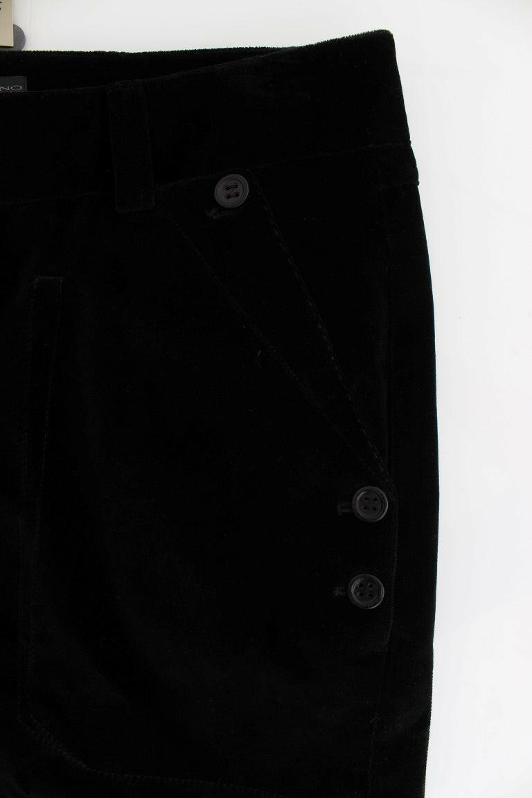Ermanno Scervino Black Velvet Cotton Straight Legs Pants -   -  Ermanno Scervino.