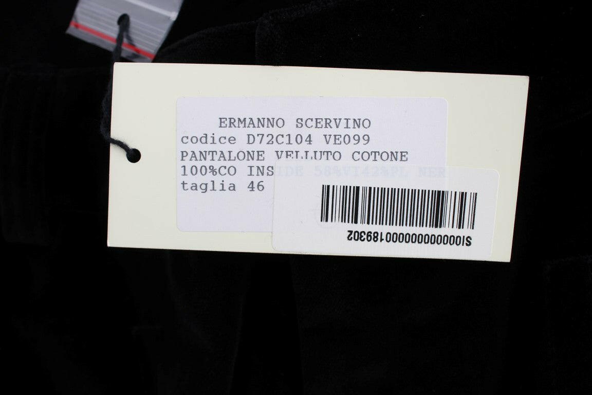 Ermanno Scervino Black Velvet Cotton Straight Legs Pants -   -  Ermanno Scervino.