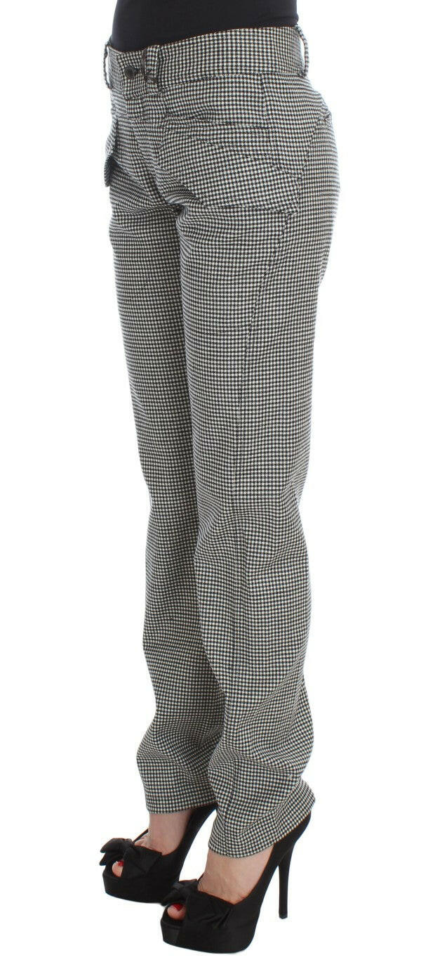 Ermanno Scervino Black White Checkered Cotton Casual Pants -   -  Ermanno Scervino.