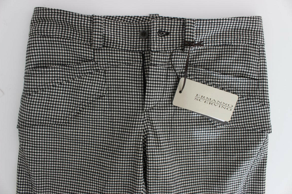 Ermanno Scervino Black White Checkered Cotton Casual Pants -   -  Ermanno Scervino.