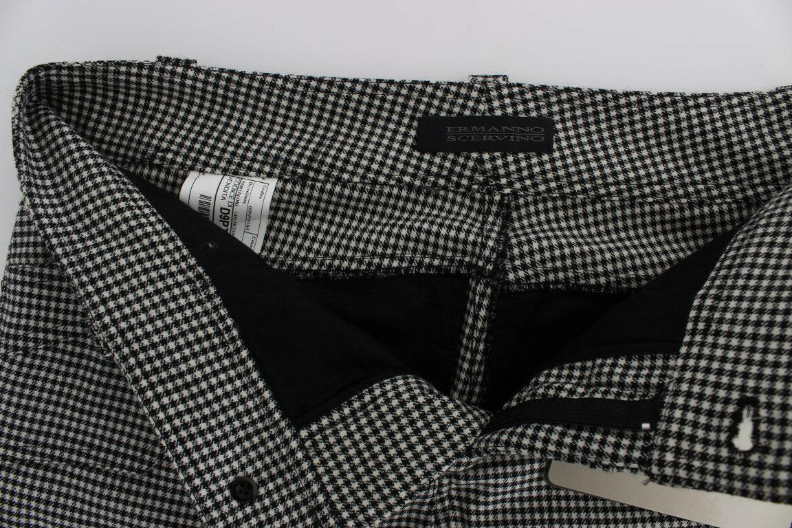 Ermanno Scervino Black White Checkered Cotton Casual Pants -   -  Ermanno Scervino.