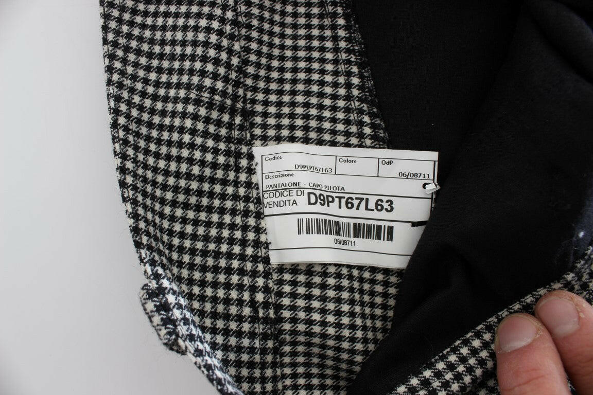 Ermanno Scervino Black White Checkered Cotton Casual Pants -   -  Ermanno Scervino.