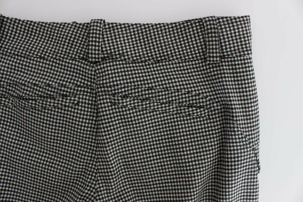 Ermanno Scervino Black White Checkered Cotton Casual Pants -   -  Ermanno Scervino.