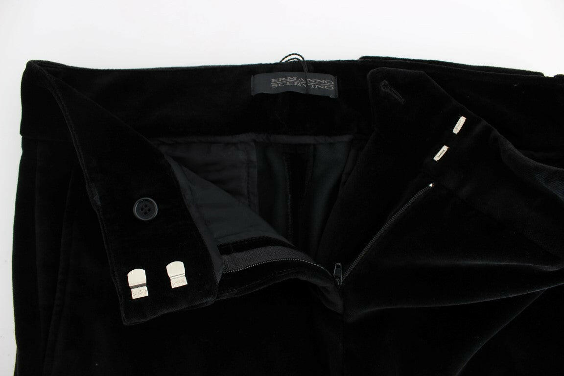 Ermanno Scervino Black Velvet Cotton Straight Legs Pants -   -  Ermanno Scervino.