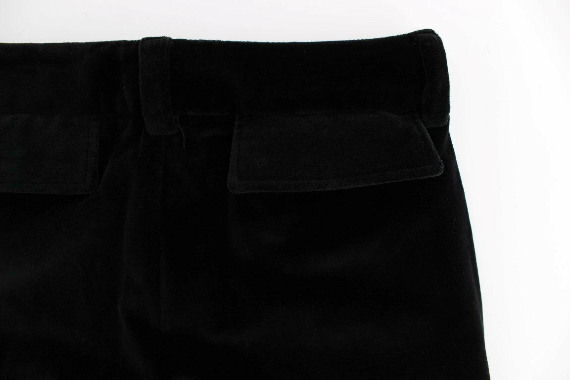 Ermanno Scervino Black Velvet Cotton Straight Legs Pants -   -  Ermanno Scervino.