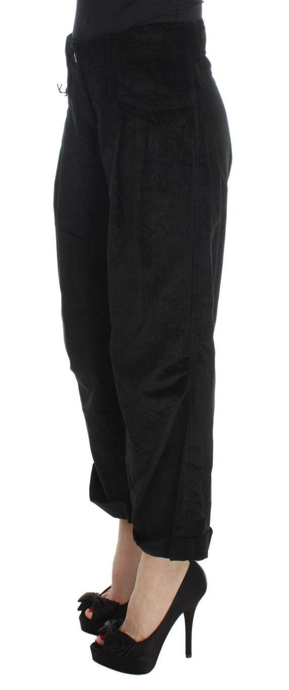 Ermanno Scervino Black Velvet Cotton Capri Bootcut Pants -   -  Ermanno Scervino.