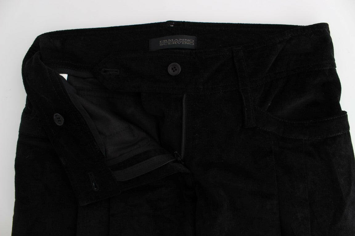 Ermanno Scervino Black Velvet Cotton Capri Bootcut Pants -   -  Ermanno Scervino.