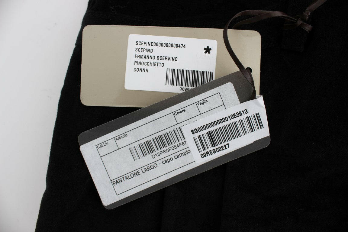 Ermanno Scervino Black Velvet Cotton Capri Bootcut Pants -   -  Ermanno Scervino.