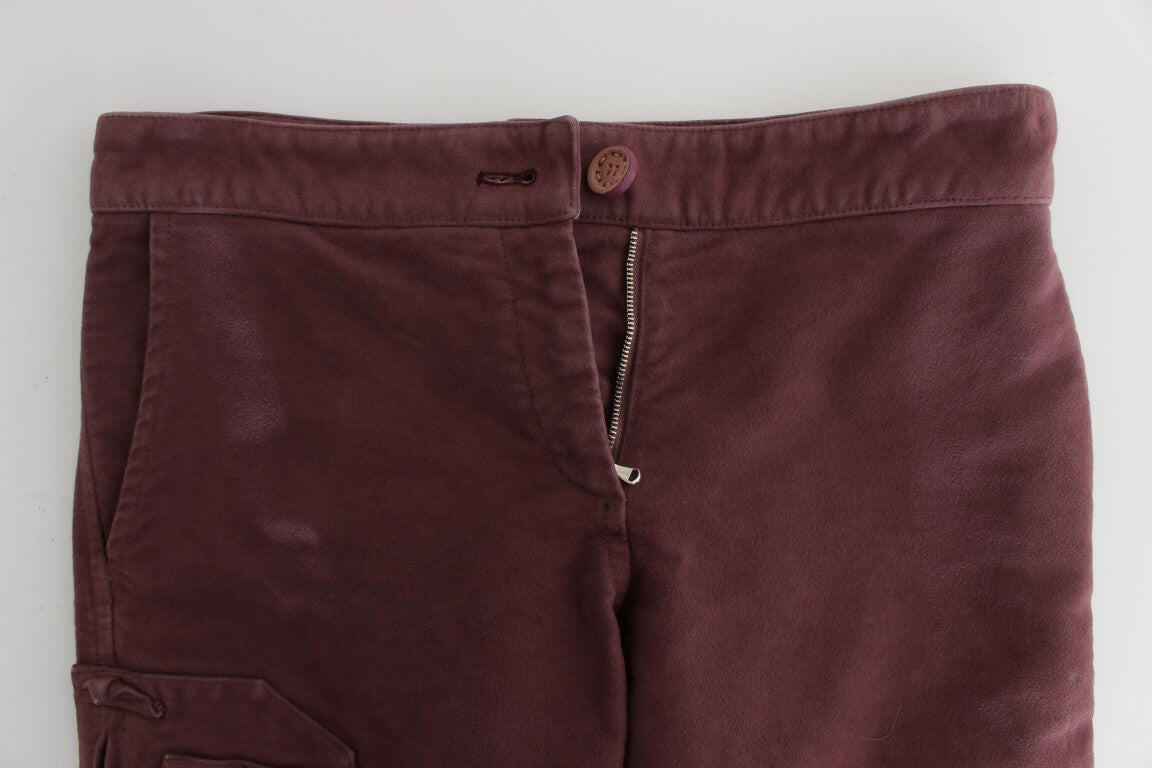 Ermanno Scervino Bordeaux Cotton Cropped Cargo Pants -   -  Ermanno Scervino.