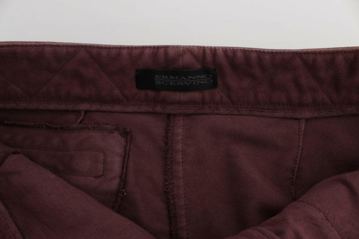 Ermanno Scervino Bordeaux Cotton Cropped Cargo Pants -   -  Ermanno Scervino.