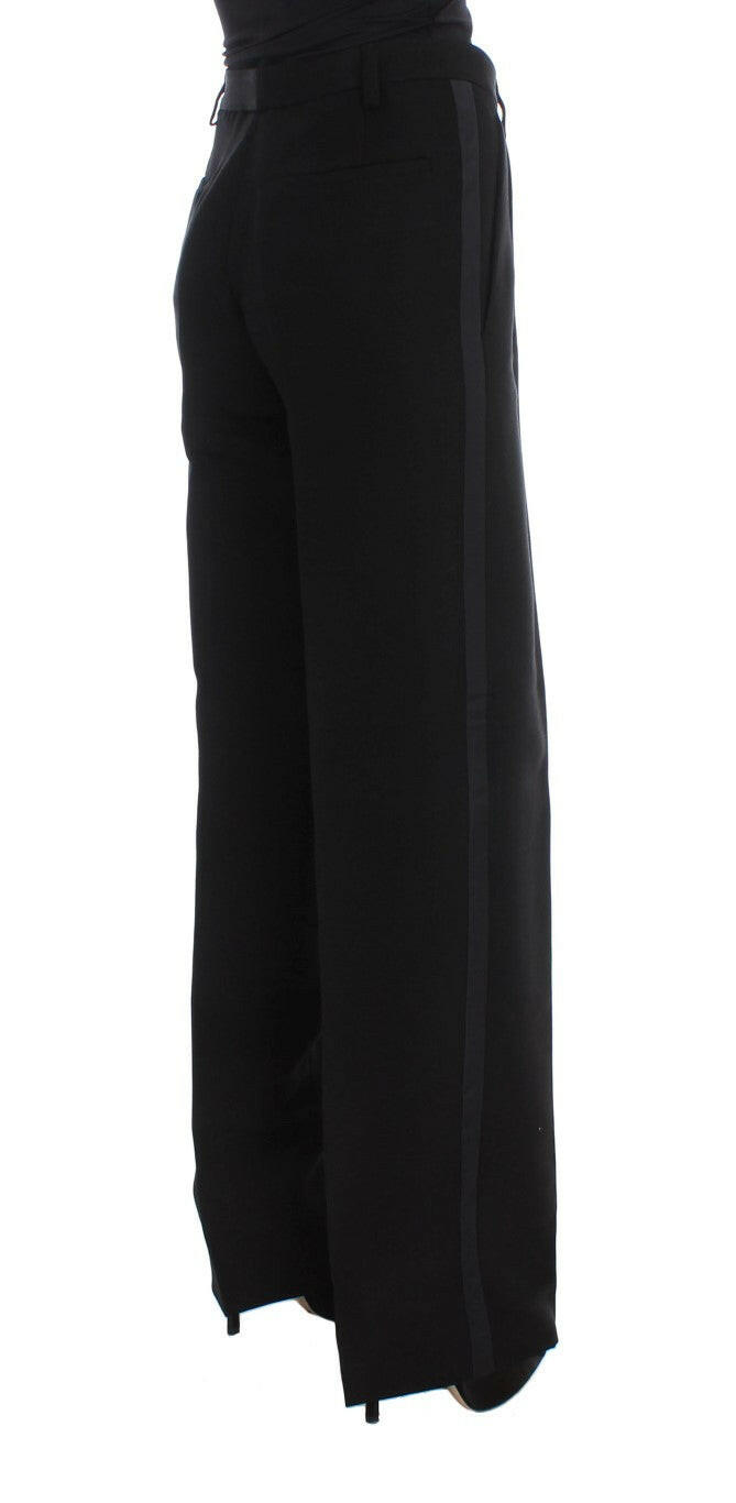 Ermanno Scervino Black Striped Cotton Blend Wide Legs Pants -   -  Ermanno Scervino.