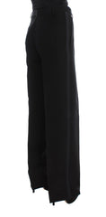 Ermanno Scervino Black Striped Cotton Blend Wide Legs Pants -   -  Ermanno Scervino.