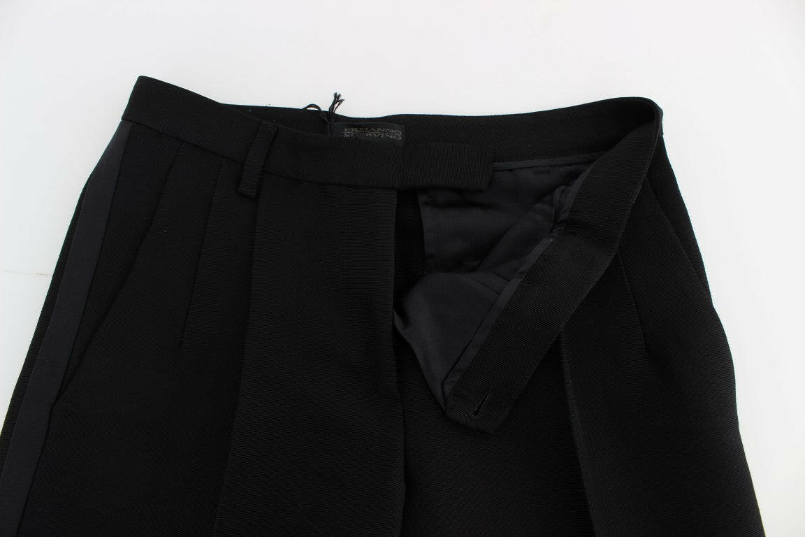 Ermanno Scervino Black Striped Cotton Blend Wide Legs Pants -   -  Ermanno Scervino.