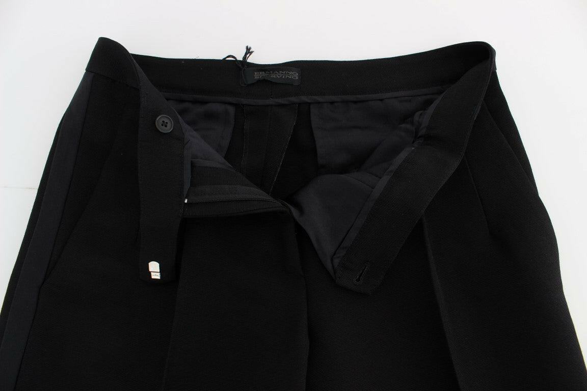 Ermanno Scervino Black Striped Cotton Blend Wide Legs Pants -   -  Ermanno Scervino.