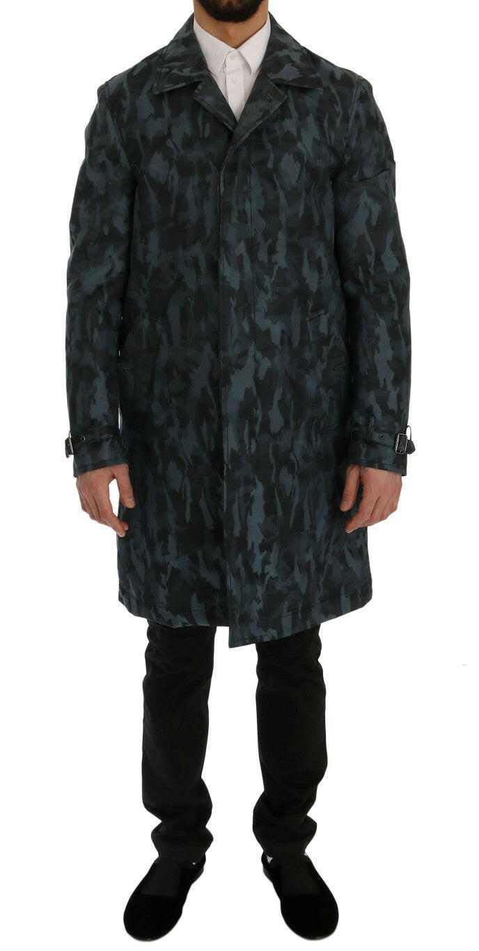 Dolce & Gabbana Blue Camouflage Trench Trench -   -  Dolce & Gabbana.