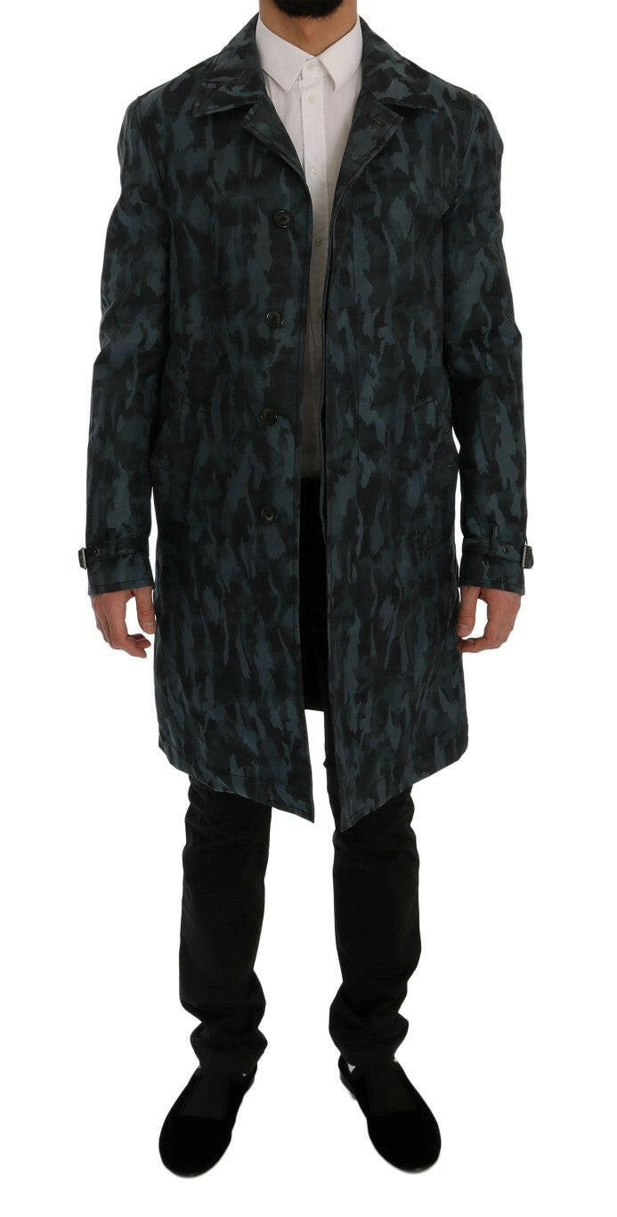 Dolce & Gabbana Blue Camouflage Trench Trench -   -  Dolce & Gabbana.