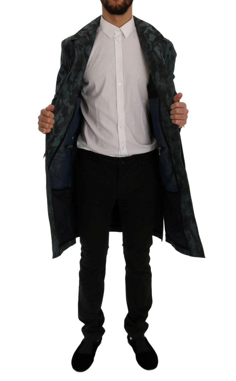 Dolce & Gabbana Blue Camouflage Trench Trench -   -  Dolce & Gabbana.