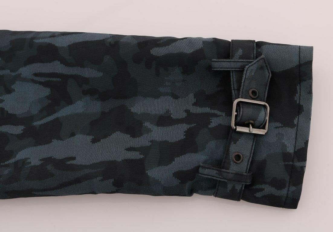 Dolce & Gabbana Blue Camouflage Trench Trench -   -  Dolce & Gabbana.
