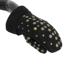 Dolce & Gabbana Gray Wool Shearling Studded Gloves -   -  Dolce & Gabbana.