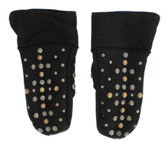 Dolce & Gabbana Gray Wool Shearling Studded Gloves -   -  Dolce & Gabbana.
