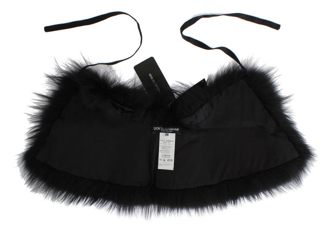 Dolce & Gabbana Black Fox Fur Collar Scarf -   -  Dolce & Gabbana.