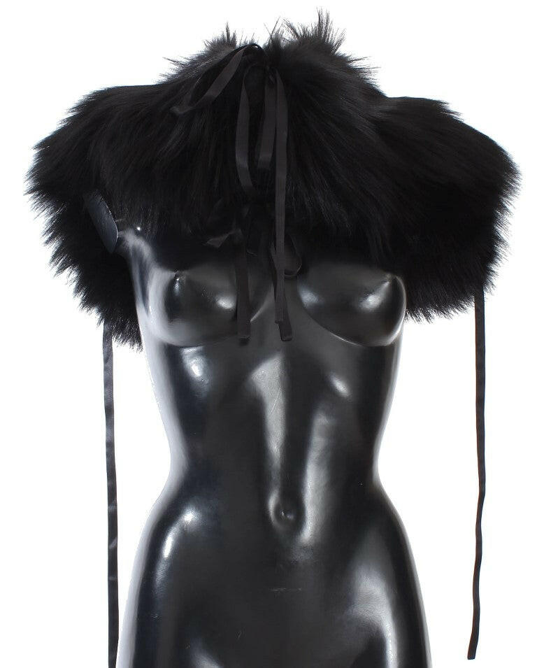 Dolce & Gabbana Black Fox Fur Shoulder Wrap Cover Collar Scarf -   -  Dolce & Gabbana.