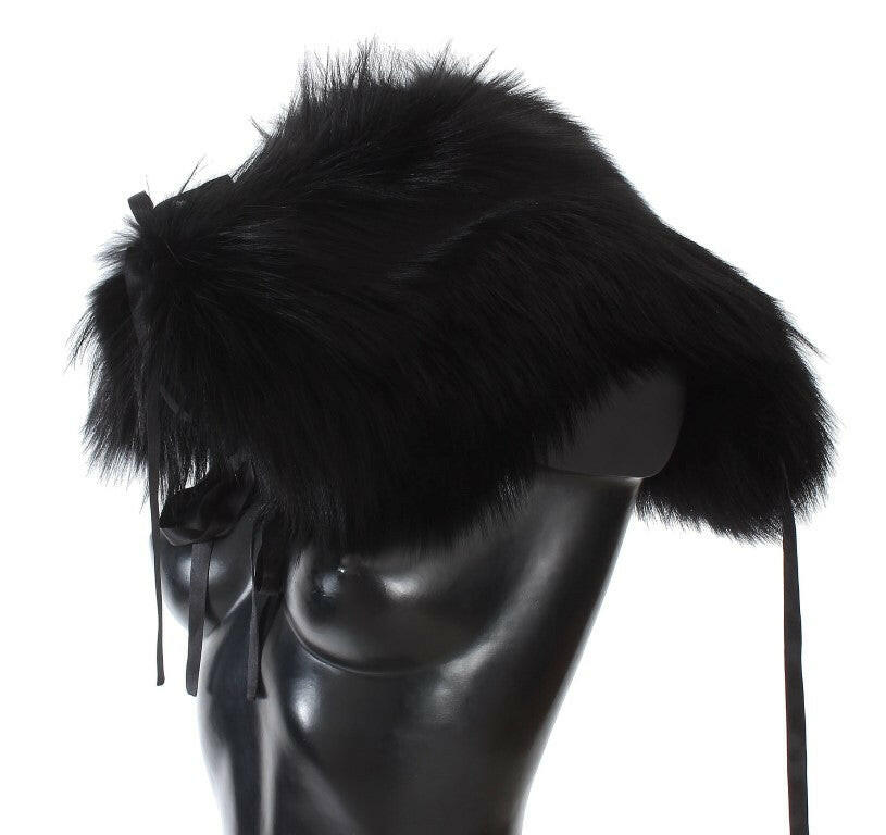 Dolce & Gabbana Black Fox Fur Shoulder Wrap Cover Collar Scarf -   -  Dolce & Gabbana.