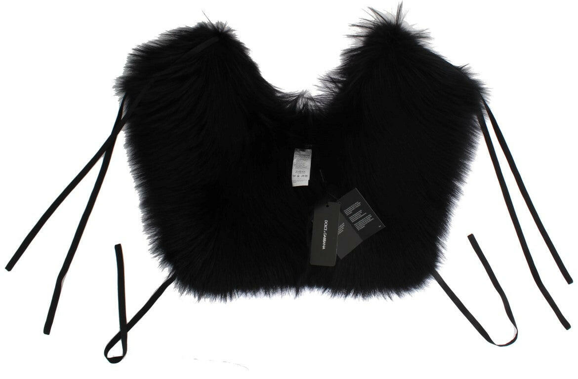 Dolce & Gabbana Black Fox Fur Shoulder Wrap Cover Collar Scarf -   -  Dolce & Gabbana.