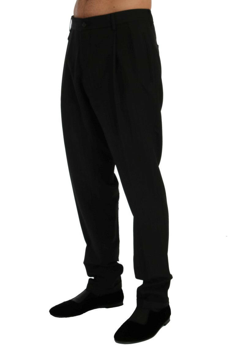Dolce & Gabbana Black Striped Wool Stretch Pants -   -  Dolce & Gabbana.