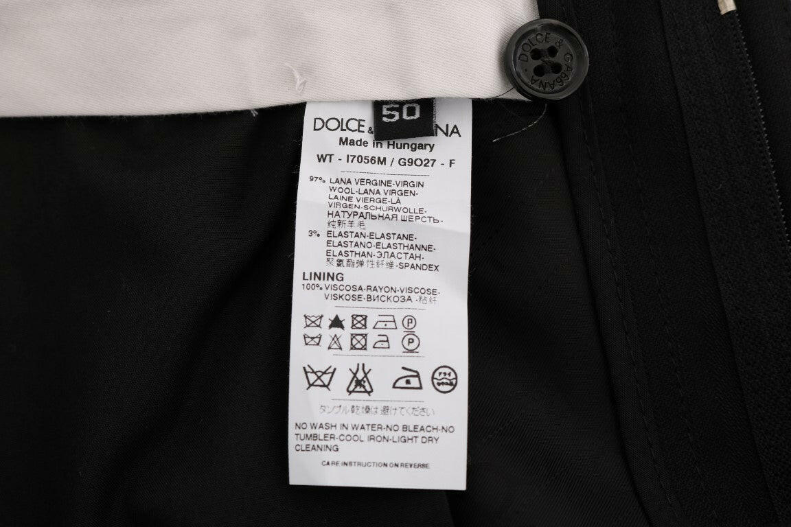 Dolce & Gabbana Black Striped Wool Stretch Pants -   -  Dolce & Gabbana.