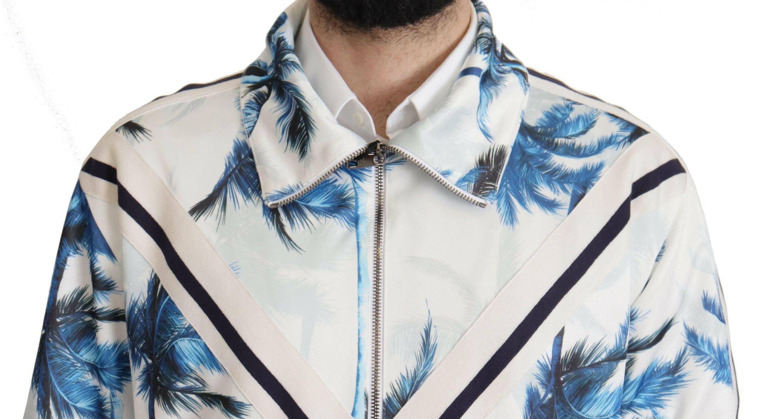 Dolce & Gabbana Multicolor Tree Print Men Full Zip Sweater -   -  Dolce & Gabbana.