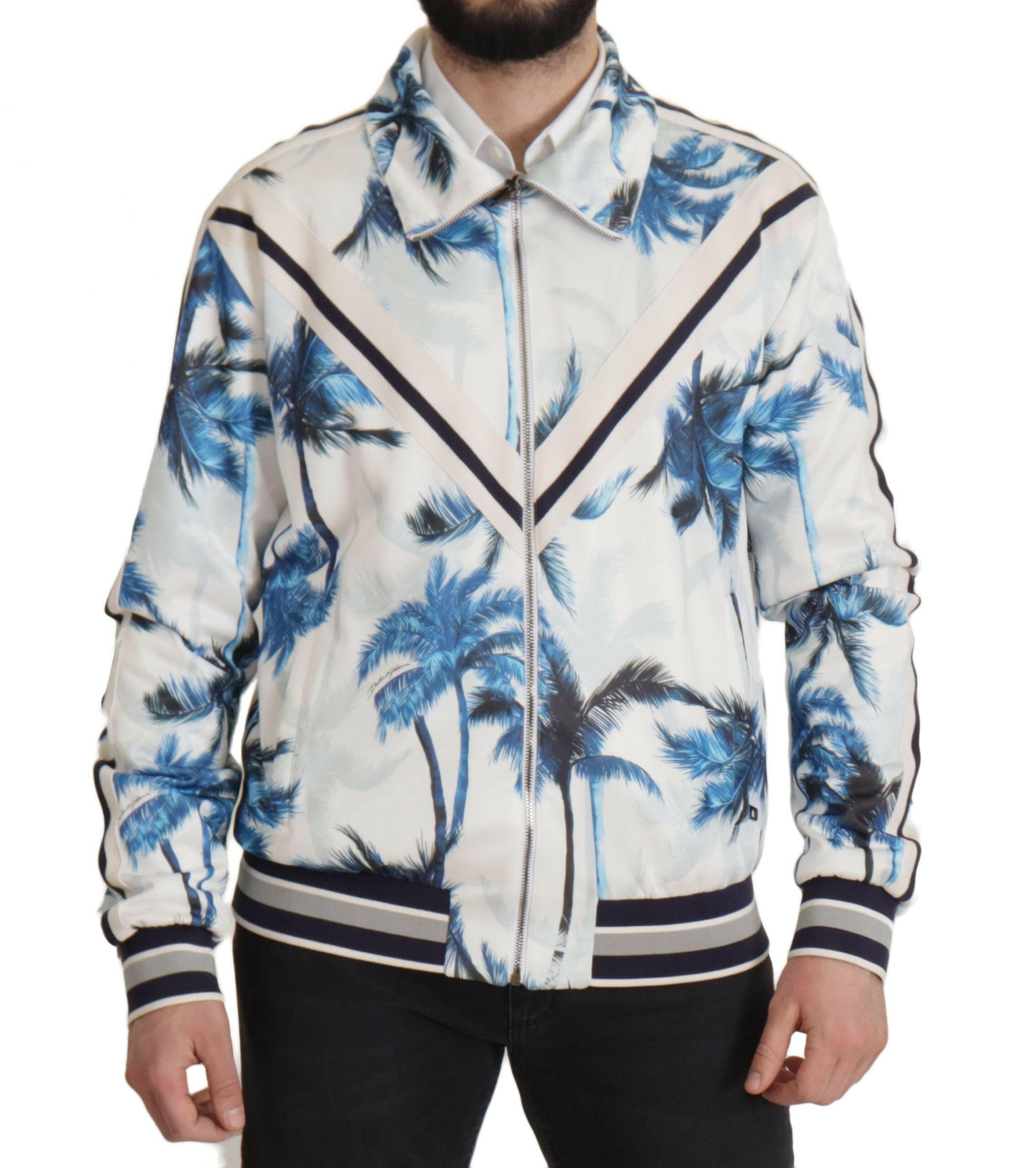 Dolce & Gabbana Multicolor Tree Print Men Full Zip Sweater -   -  Dolce & Gabbana.